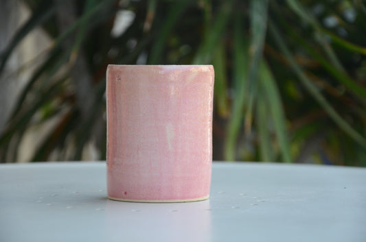 Pink cylindrical cup