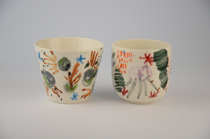 Printed Porcelain cup V shape